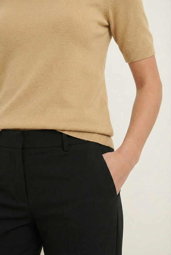 LOHNR Rhea Sweater in Butter - Breathable luxury sculpted tee with architectural drape and silky finish