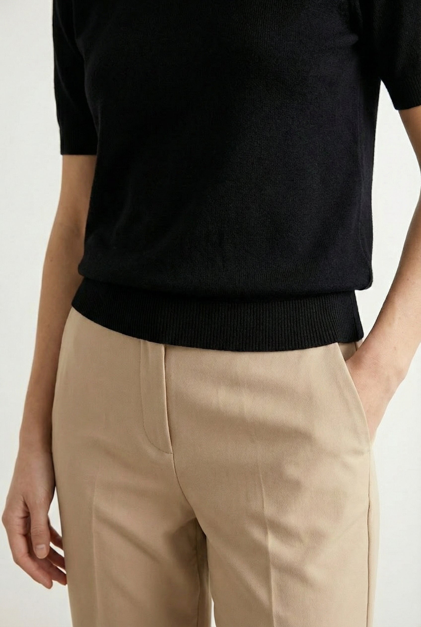 LOHNR Rhea Sweater in Onyx - Breathable luxury sculpted tee with architectural drape and silky finish