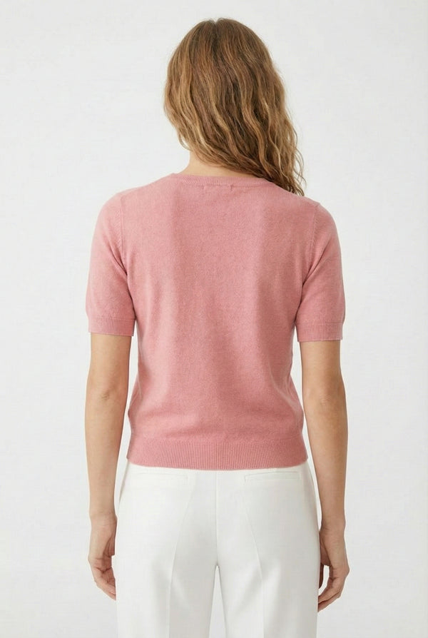 LOHNR Rhea Sweater in Rosewood - Breathable luxury sculpted tee with architectural drape and silky finish