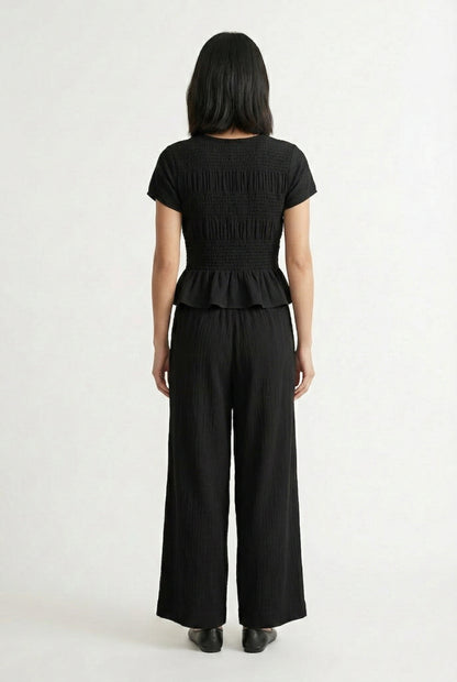 LOHNR premium women's loungewear matching set in Rich Black