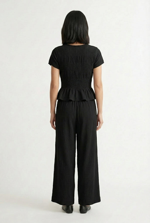 LOHNR premium women's loungewear matching set in Rich Black