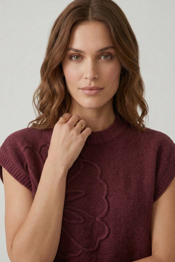 LOHNR premium women's sleeveless loungewear sweatshirt in Rich Bordeaux