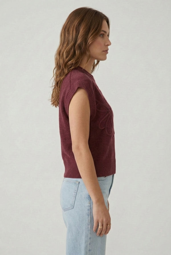 LOHNR premium women's sleeveless loungewear sweatshirt in Rich Bordeaux