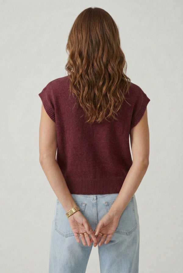 LOHNR premium women's sleeveless loungewear sweatshirt in Rich Bordeaux