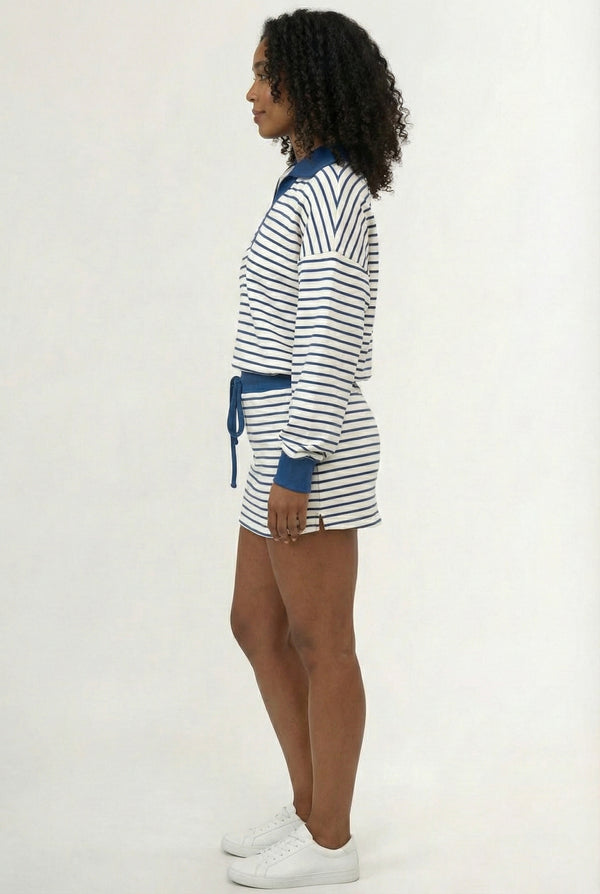 LOHNR Sloane Set in Azurine - Striped Polo and Mini Skort Matching Set