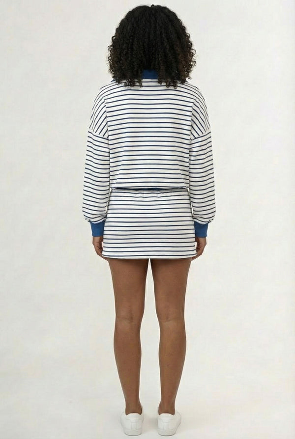 LOHNR Sloane Set in Azurine - Striped Polo and Mini Skort Matching Set