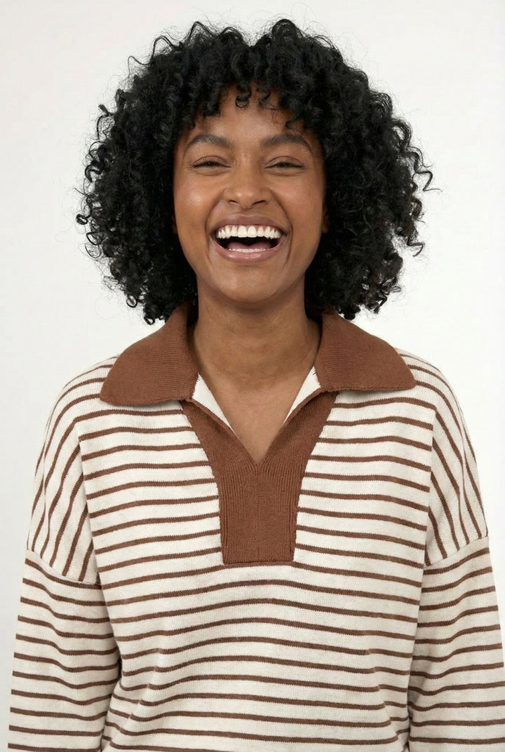 LOHNR Sloane Set in Rich Mocha - Striped Polo and Mini Skort Matching Set