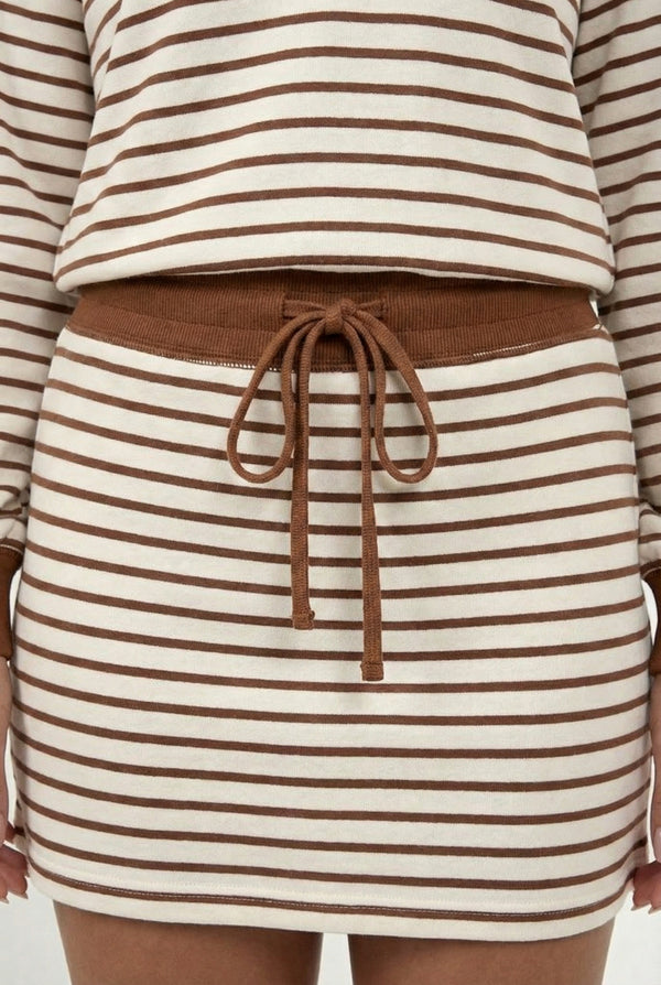 LOHNR Sloane Set in Rich Mocha - Striped Polo and Mini Skort Matching Set