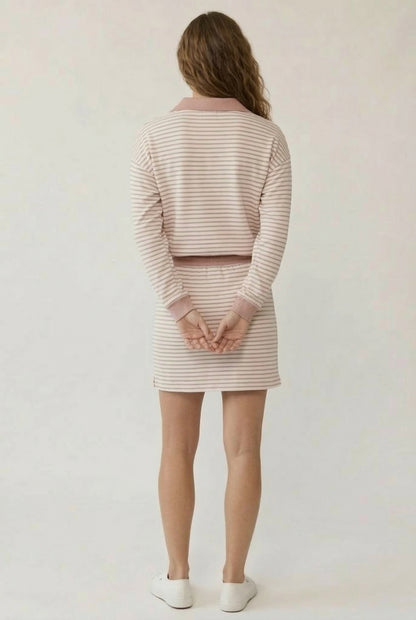 LOHNR Sloane Set in Tannin - Striped Polo and Mini Skort Matching Set