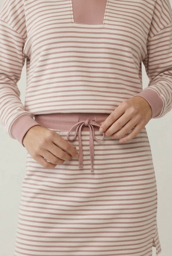 LOHNR Sloane Set in Tannin - Striped Polo and Mini Skort Matching Set