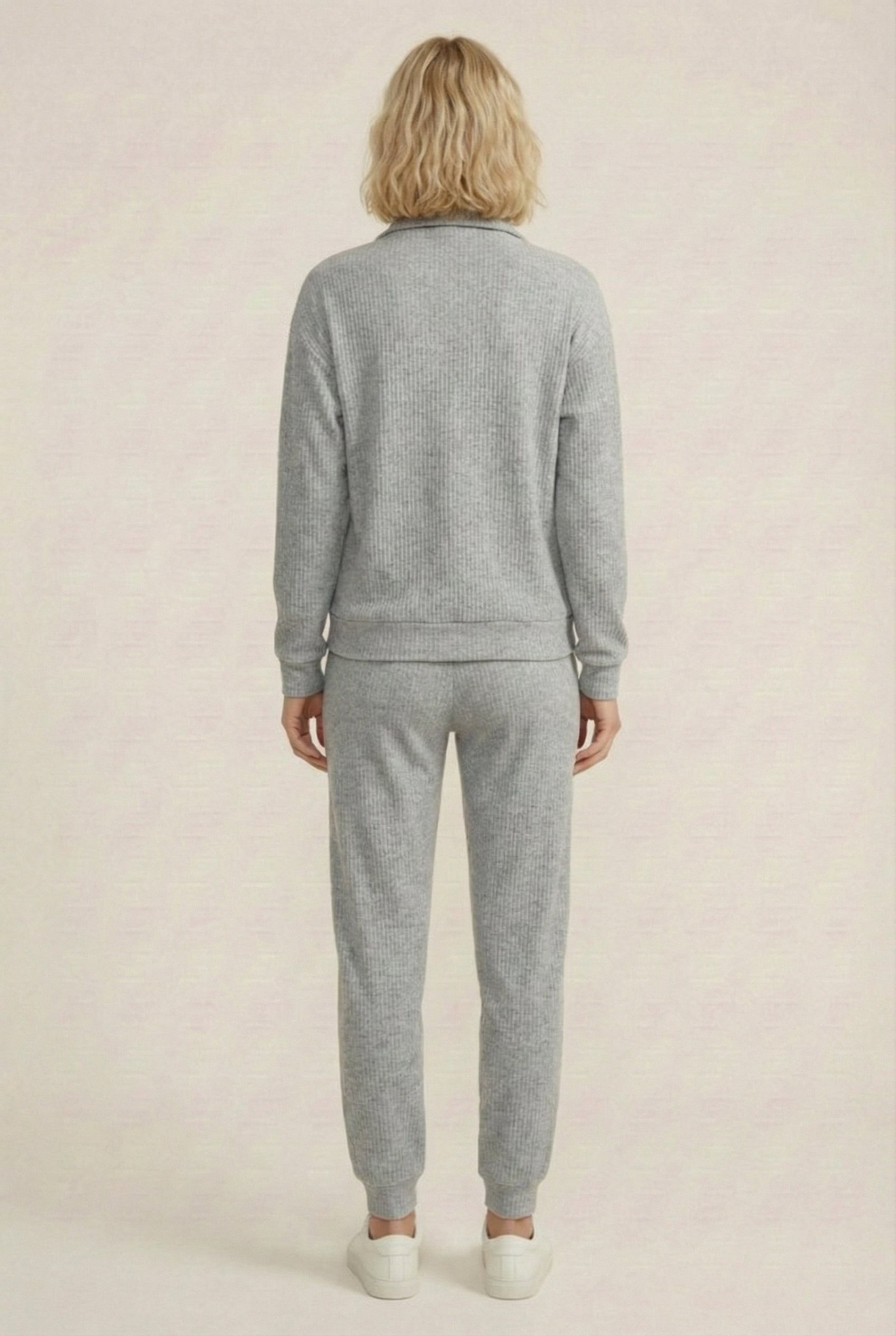 LOHNR Solace Set in Ash - premium smooth sweatshirt half-zip top and matching lounge pant
