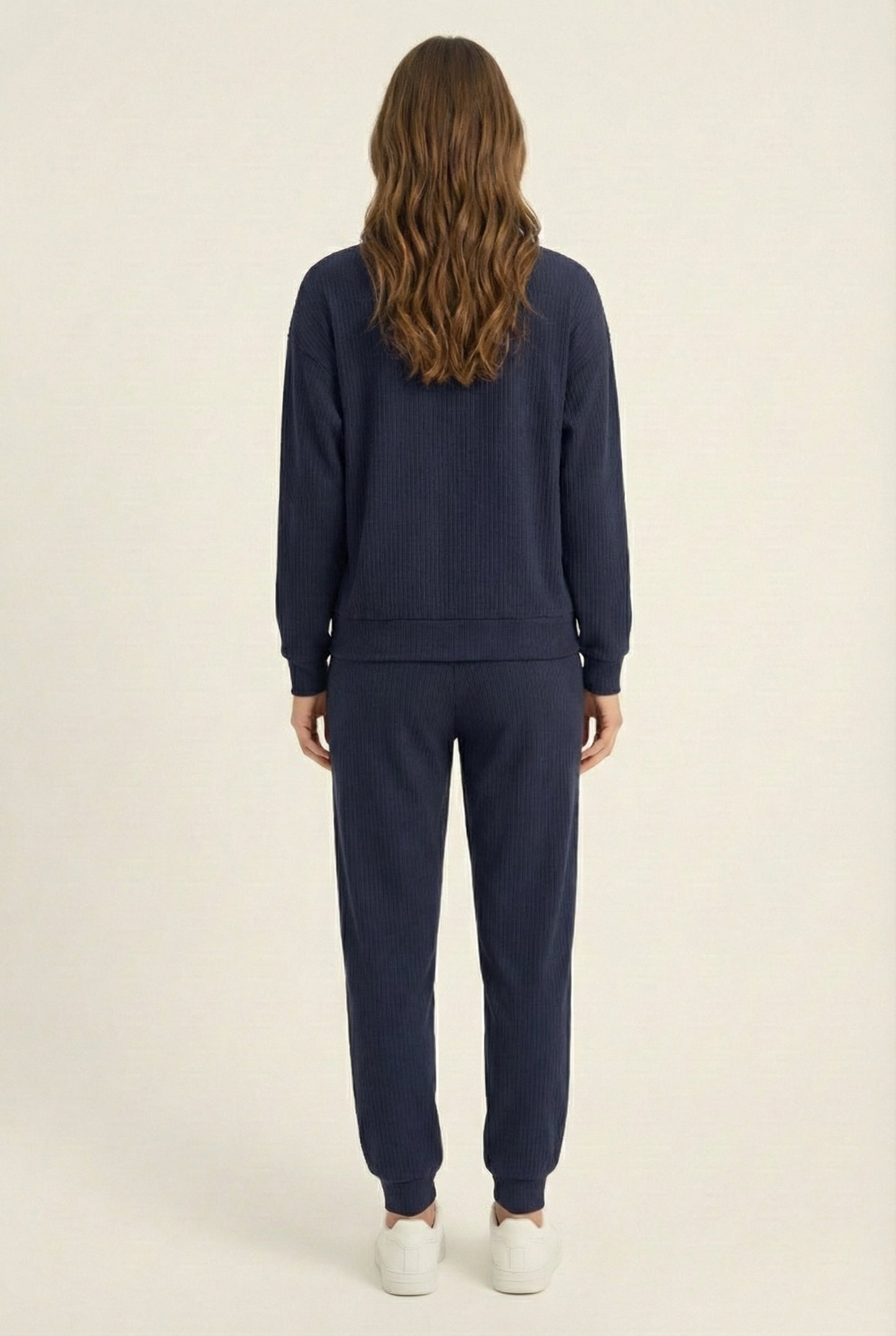 LOHNR Solace Set in Indigo - premium smooth sweatshirt half-zip top and matching lounge pant