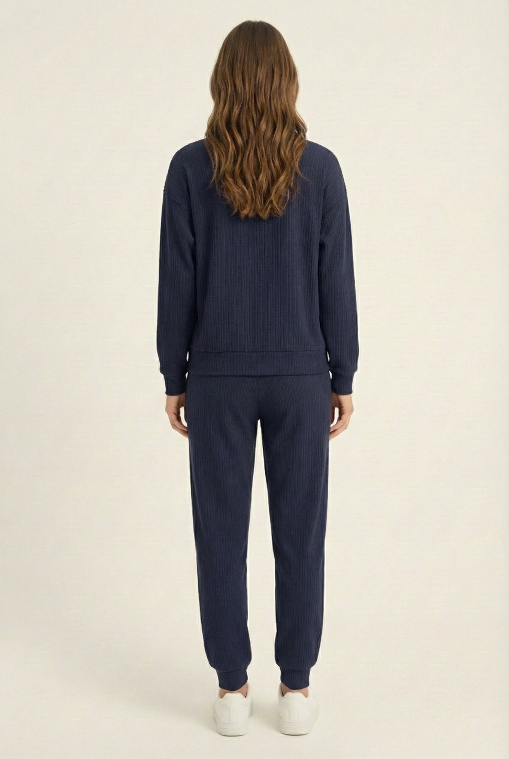 LOHNR Solace Set in Indigo - premium smooth sweatshirt half-zip top and matching lounge pant
