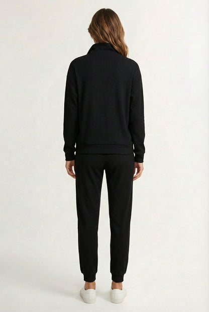 LOHNR Solace Set in Onyx - premium smooth sweatshirt half-zip top and matching lounge pant