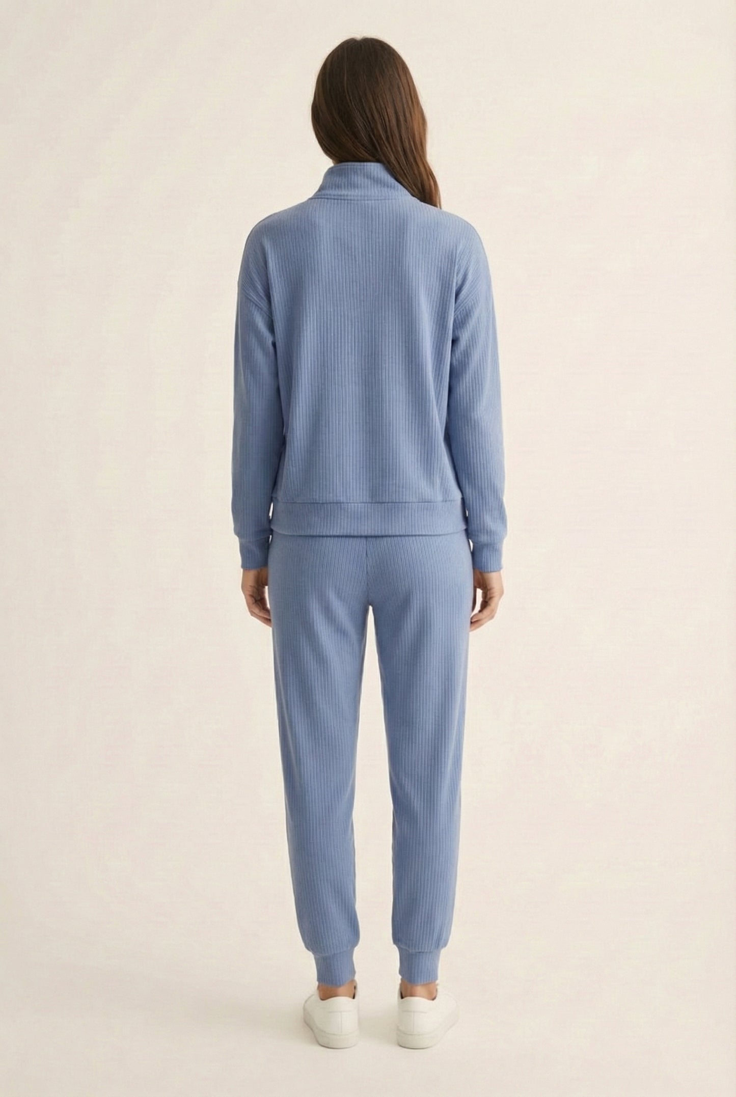 LOHNR Solace Set in Peri - premium smooth sweatshirt half-zip top and matching lounge pant
