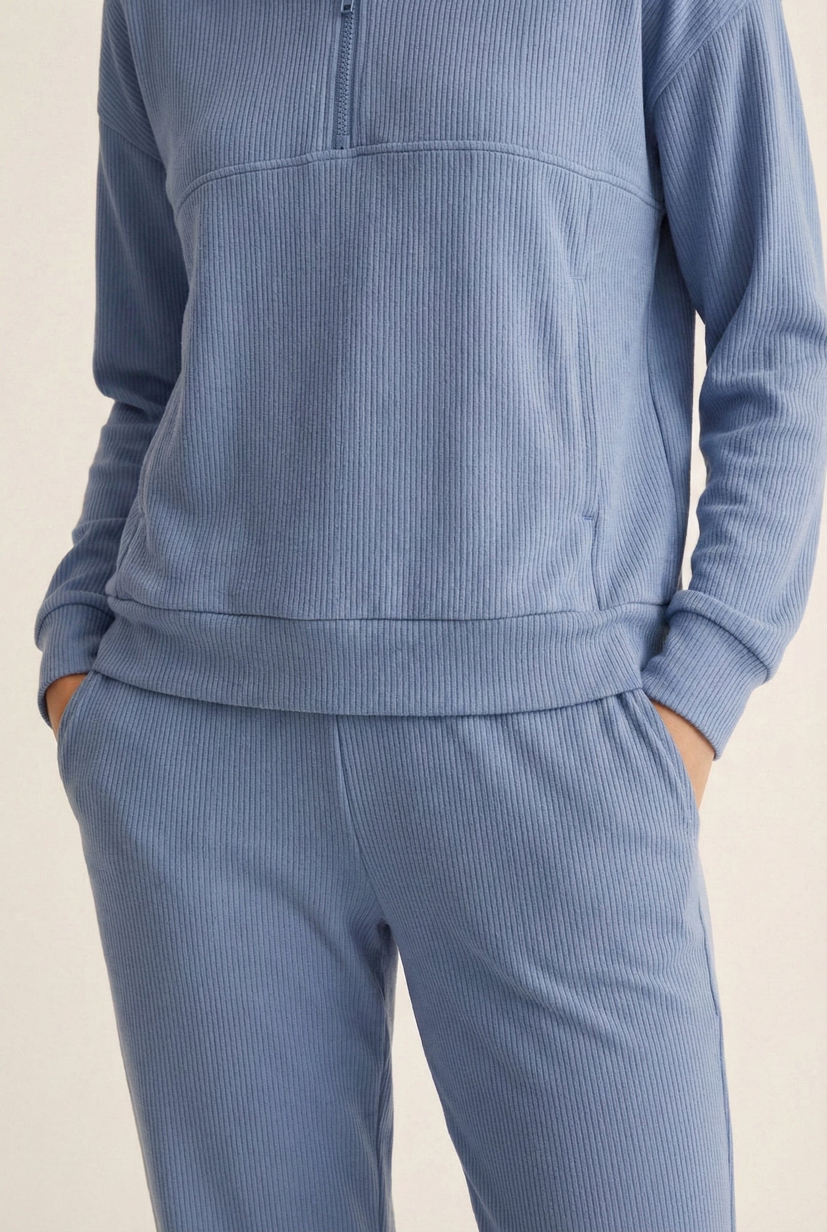 LOHNR Solace Set in Peri - premium smooth sweatshirt half-zip top and matching lounge pant