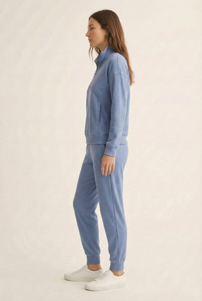 LOHNR Solace Set in Peri - premium smooth sweatshirt half-zip top and matching lounge pant