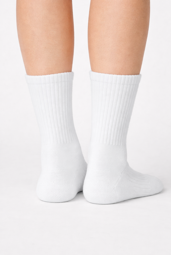 LOHNR Sunday Crew Sock in Ivory Cloud White - Premium ribbed heavyweight cotton loungewear sock