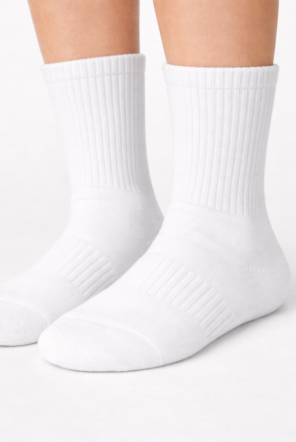 LOHNR Sunday Crew Sock in Ivory Cloud White - Premium ribbed heavyweight cotton loungewear sock