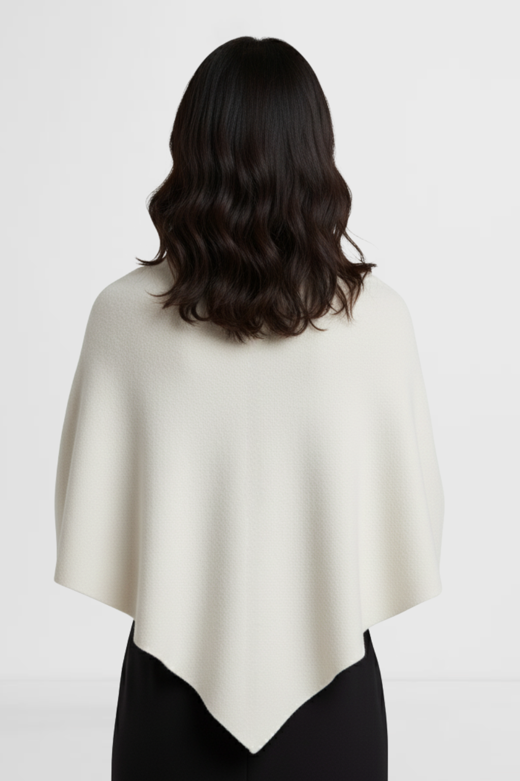 LOHNR The Loop Wrap in Ecru, a soft polished fall layering wrap featuring a smooth drape and signature tie-front design.