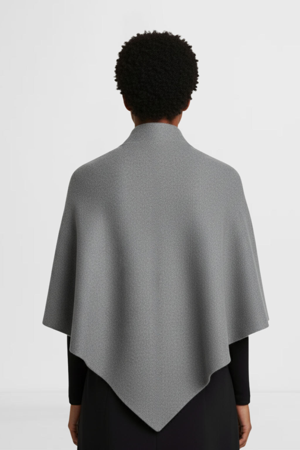 LOHNR The Loop Wrap in Graphite, a soft polished fall layering wrap featuring a smooth drape and signature tie-front design.