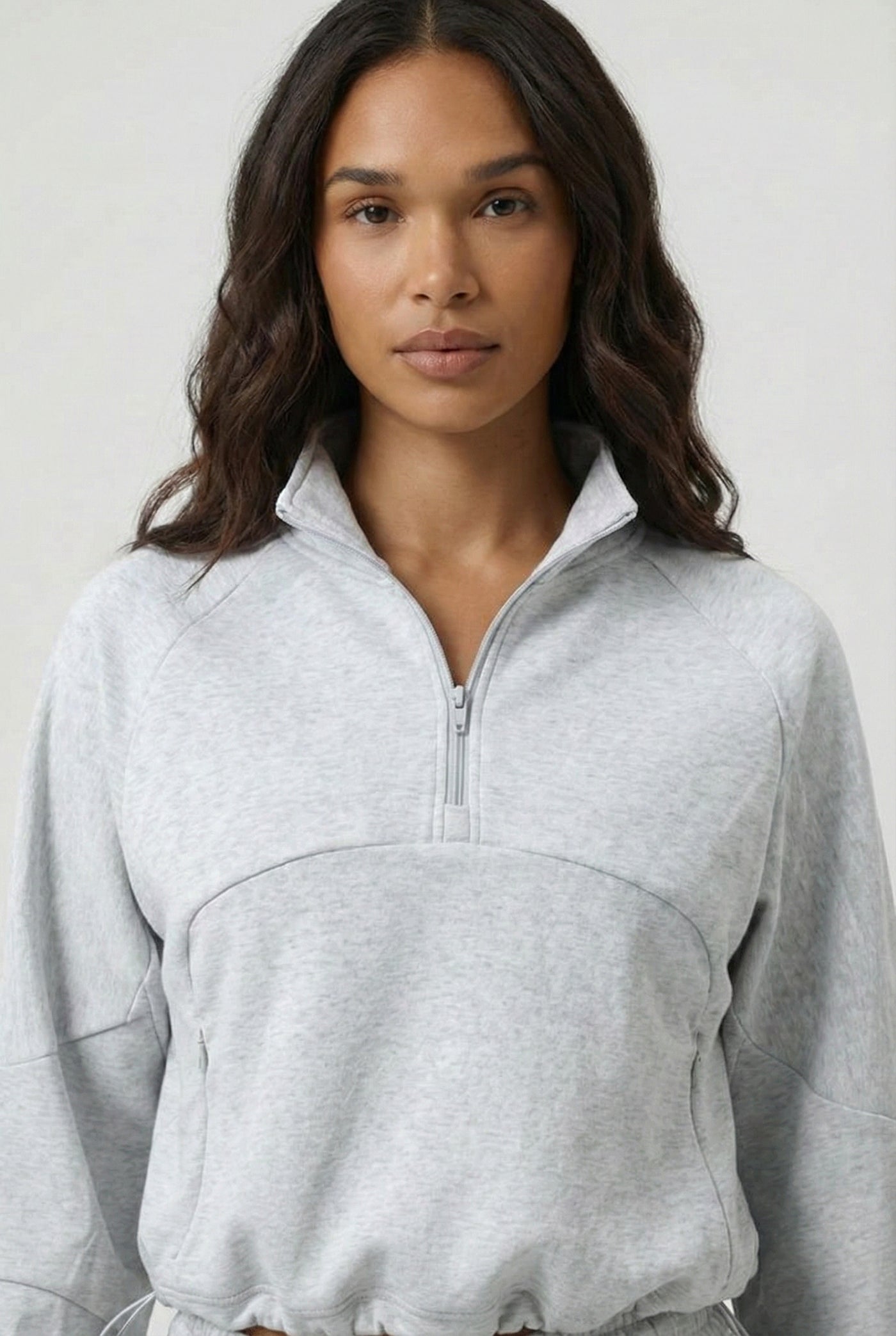 LOHNR Transit Set in Slate Mist, a premium quarter-zip pullover and wide-leg lounge pant.
