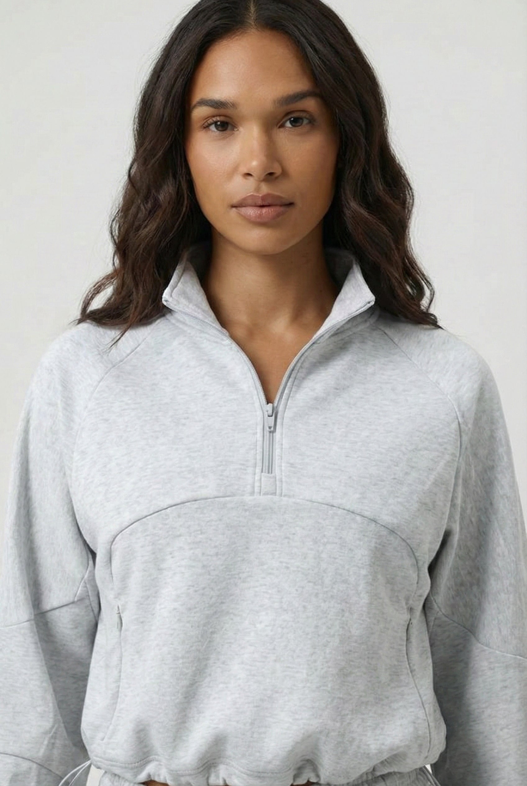 LOHNR Transit Set in Slate Mist, a premium quarter-zip pullover and wide-leg lounge pant.