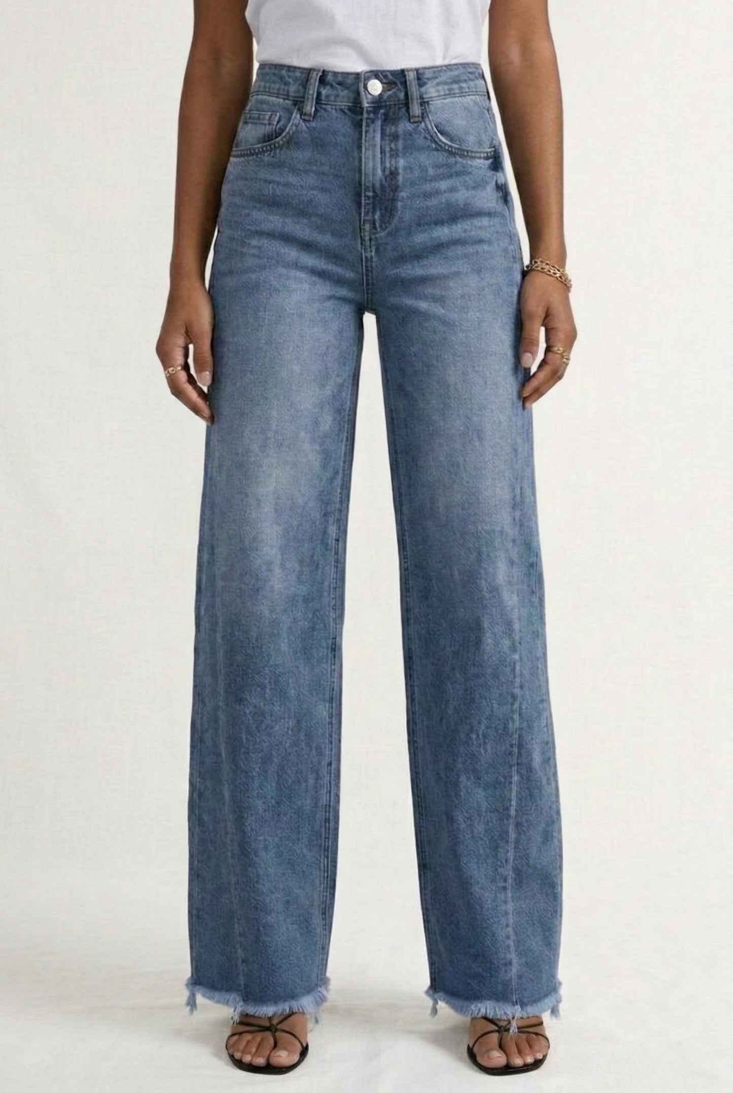 LOHNR High Waisted Wide Leg Denim in Vintage Indigo