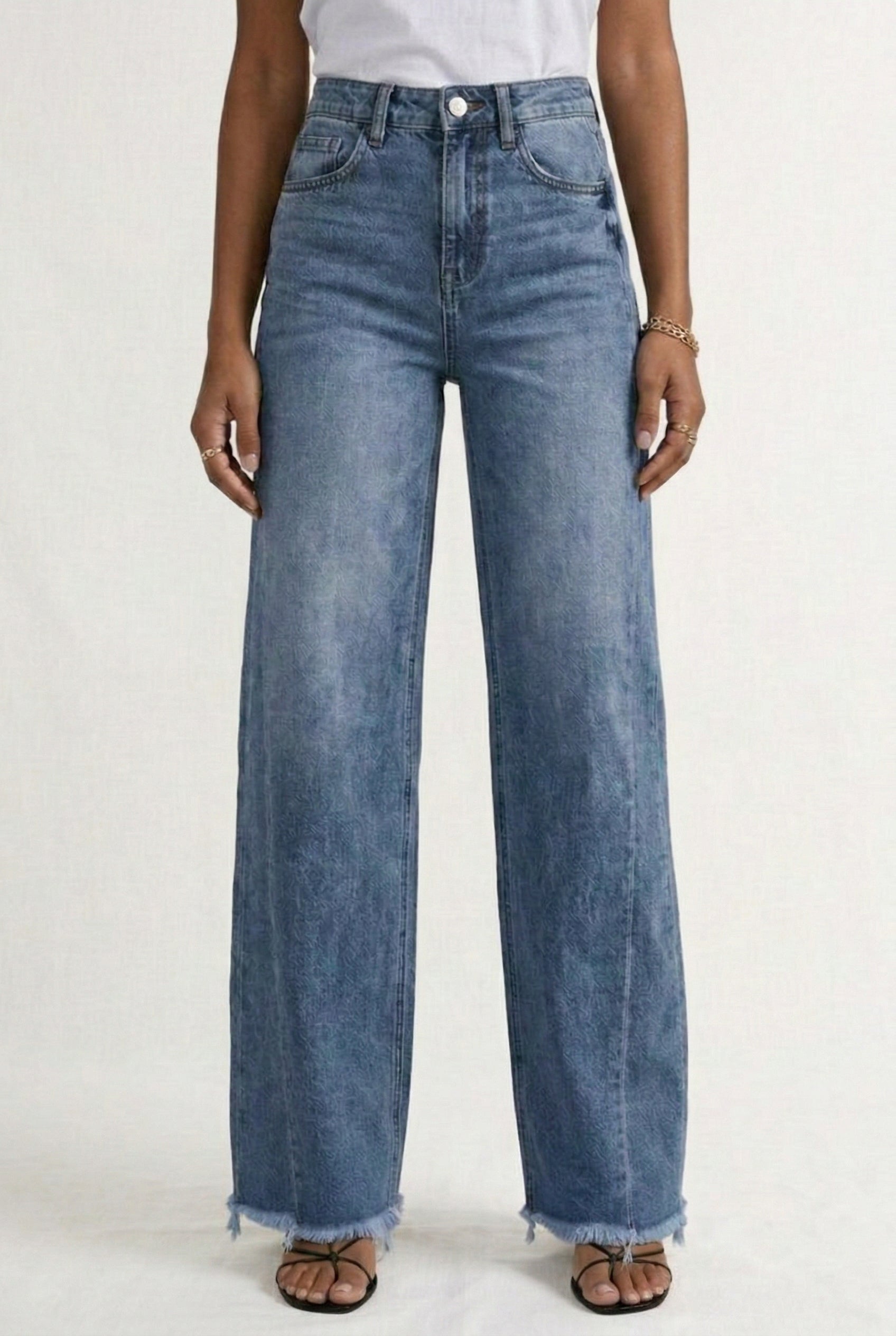 LOHNR High Waisted Wide Leg Denim in Vintage Indigo