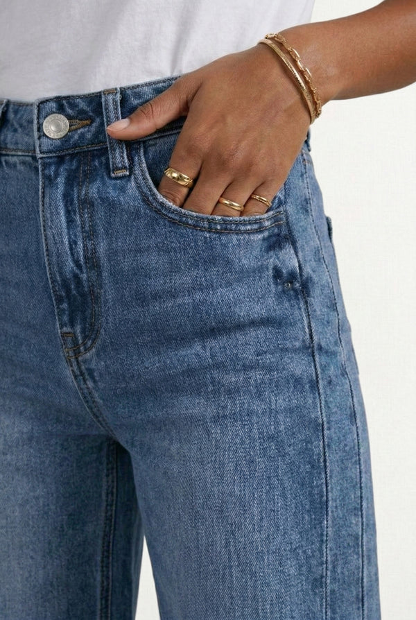 LOHNR High Waisted Wide Leg Denim in Vintage Indigo