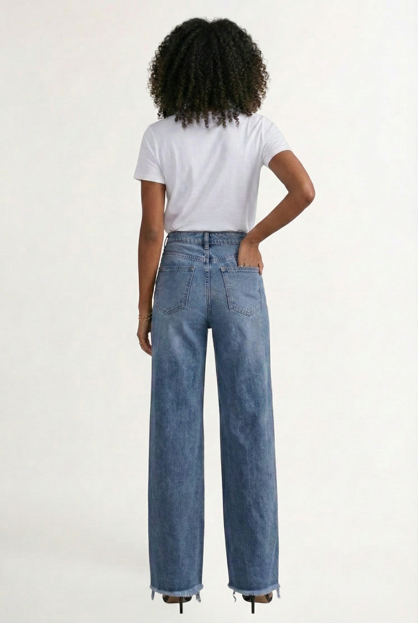 LOHNR High Waisted Wide Leg Denim in Vintage Indigo