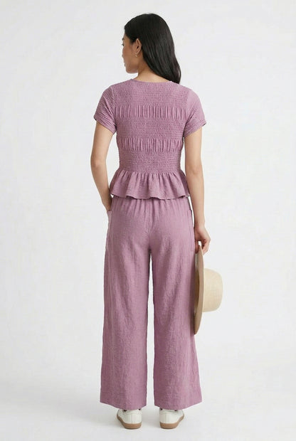 LOHNR premium women's loungewear matching set in Worn Rose