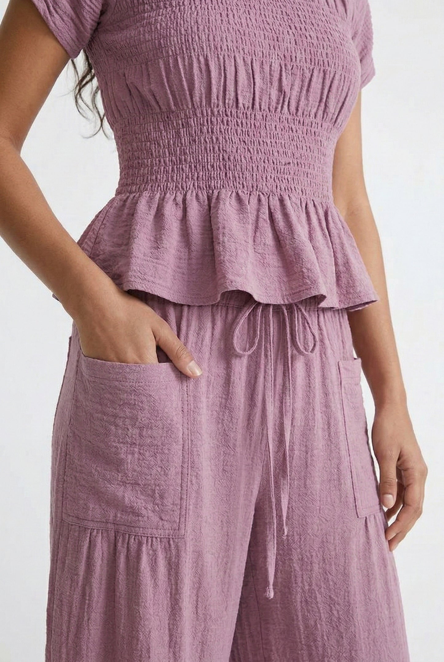 LOHNR premium women's loungewear matching set in Worn Rose