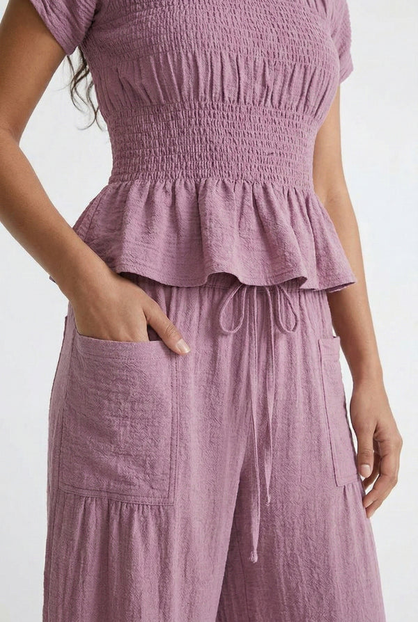 LOHNR premium women's loungewear matching set in Worn Rose