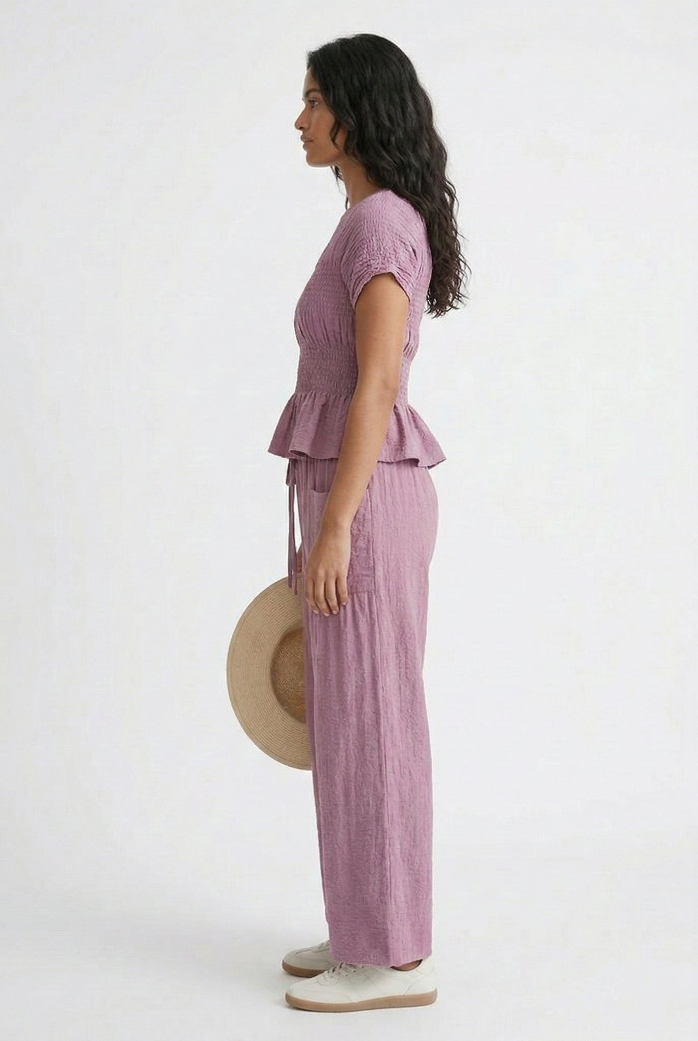 LOHNR premium women's loungewear matching set in Worn Rose