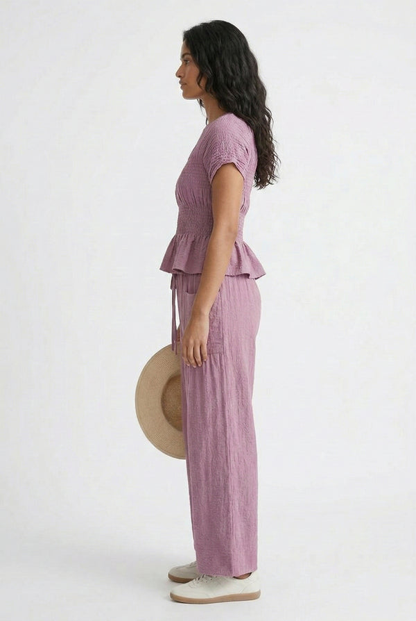 LOHNR premium women's loungewear matching set in Worn Rose