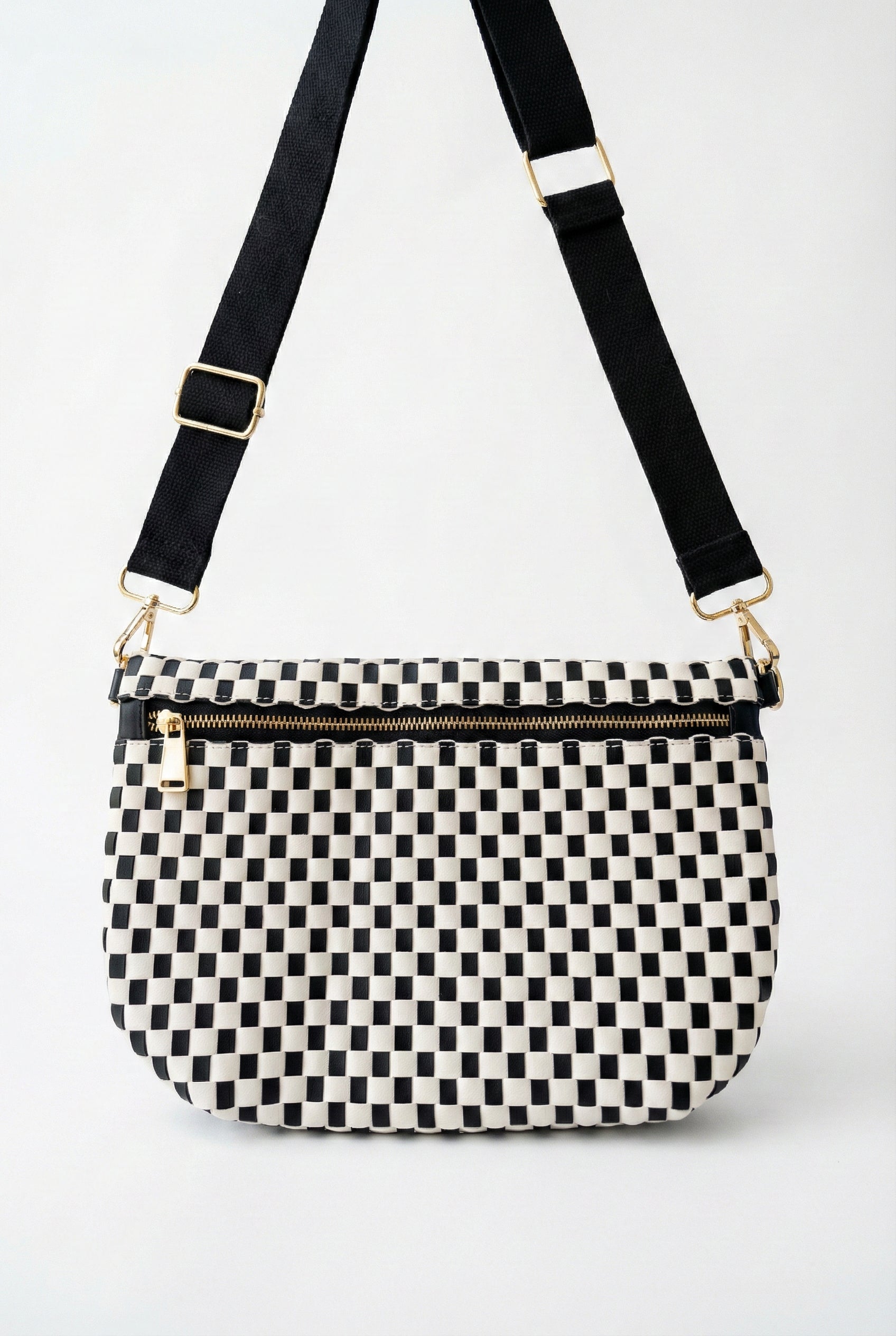 Woven Belt Bag – Adjustable Vegan Leather Crossbody – Lohnr