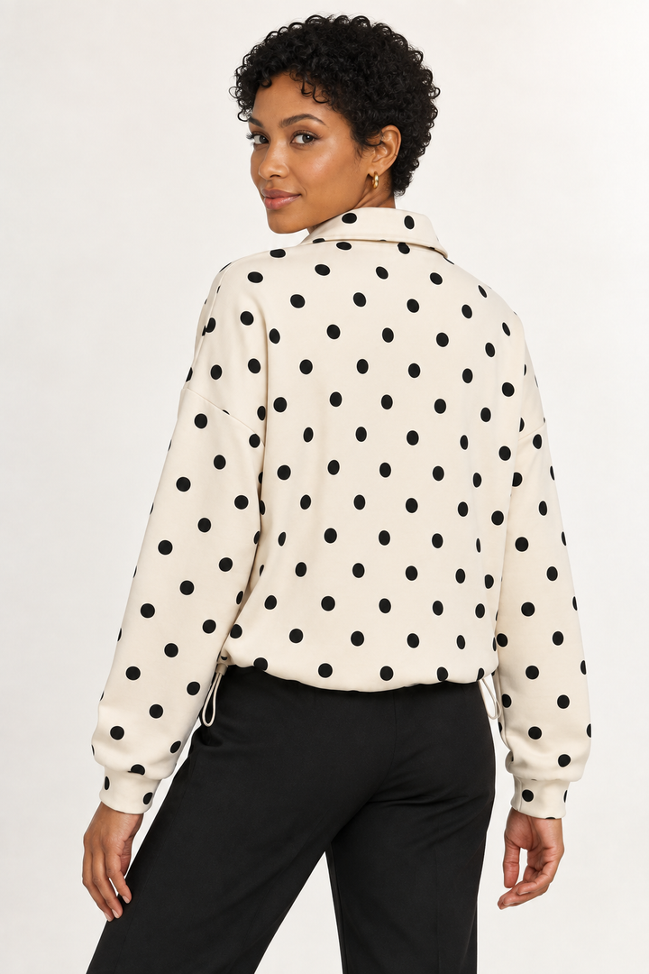 Pippa Polka-Dot Half-Zip - Cream