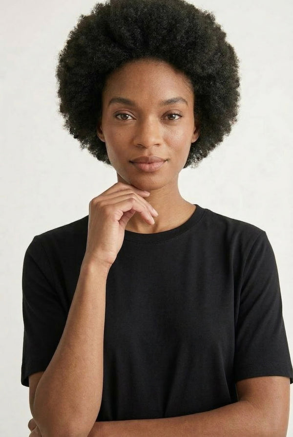 Women's short sleeve and cropped wide-leg pants matching lounge set in Rich Black