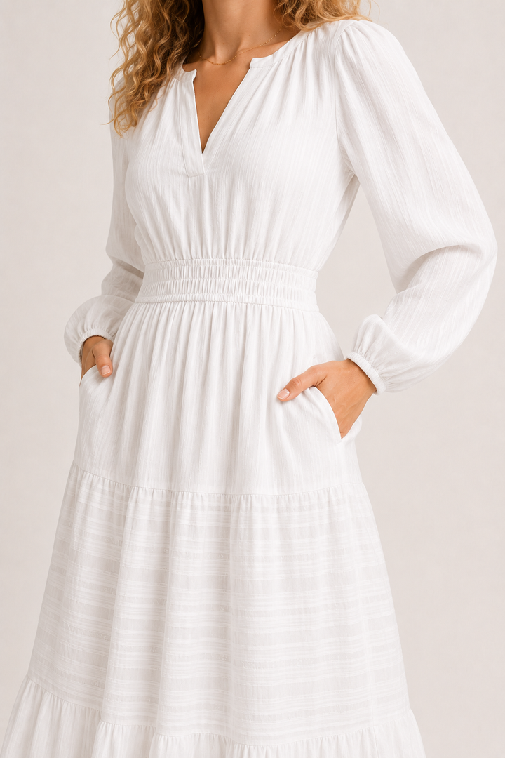 Gallery Tiered Dress - Matte Pearl