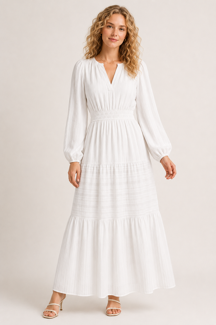 Gallery Tiered Dress - Matte Pearl