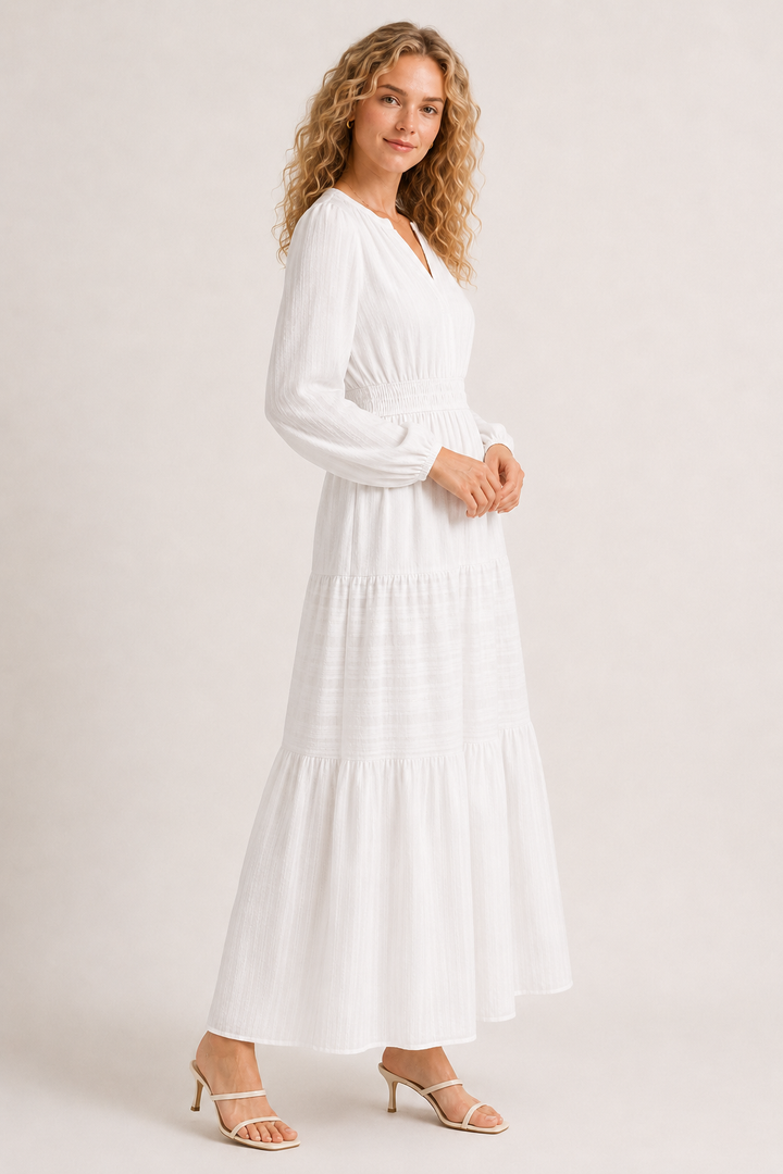 Gallery Tiered Dress - Matte Pearl