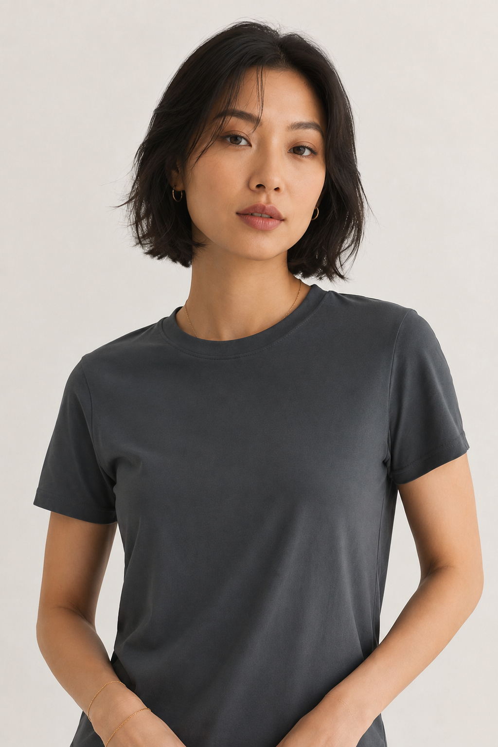 Womens casual carbon grey short sleeve t-shirt mini dress